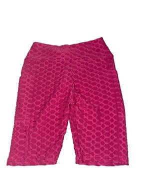 Butt lifting Barbie pink spandex honeycomb bike yoga workout shorts s/m
